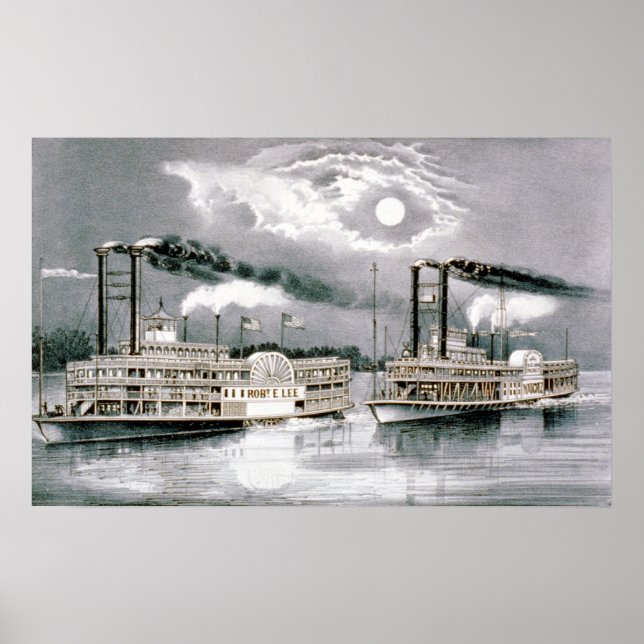 The Great Mississippi Steamboat Race - 1870 Poster (Front)