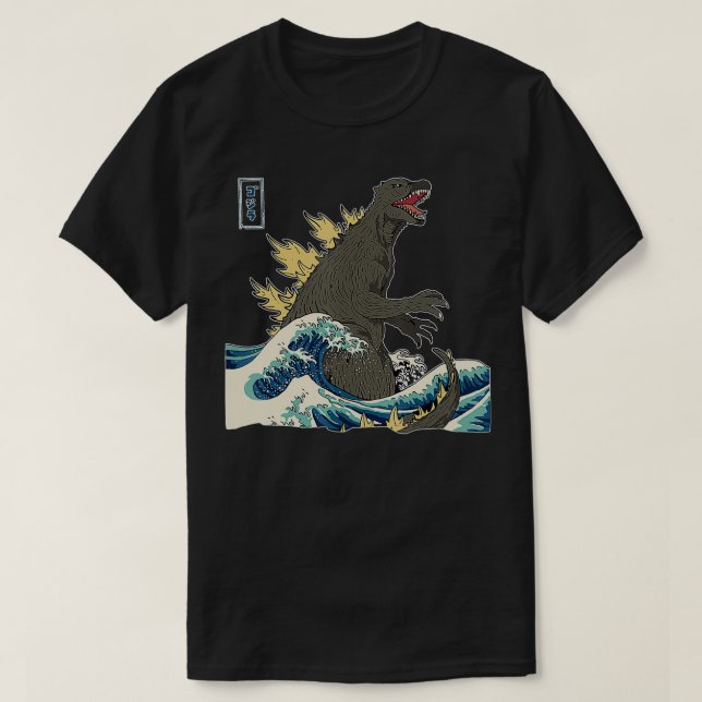 THE GREAT MONSTER OFF KANAGAWA #TeamGodzilla Wave  T-Shirt (Design Front)