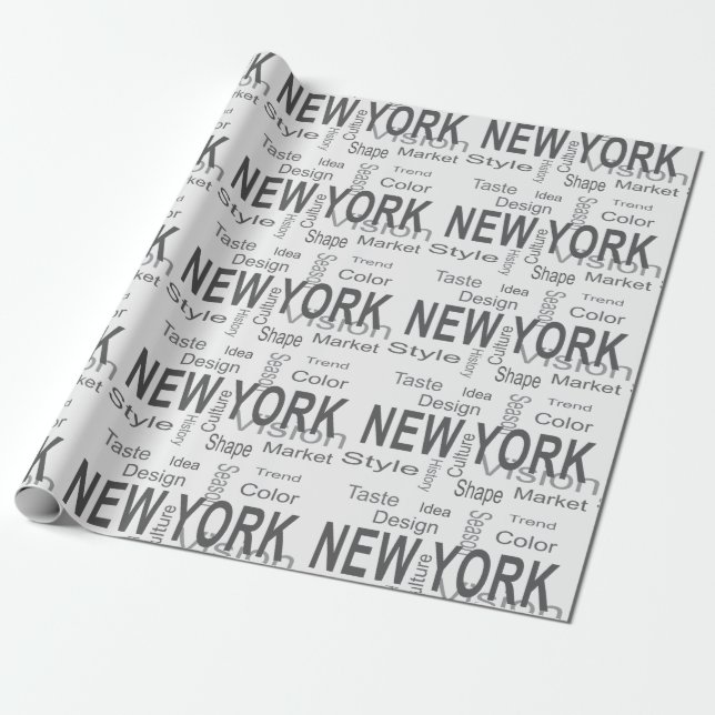 The Great New York City (typography) Wrapping Paper (Unrolled)