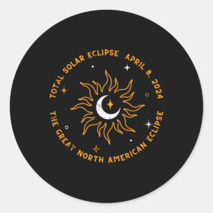 The Great North American Total Solar Eclipse April Classic Round Sticker