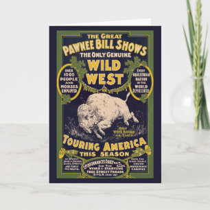 The Great Pawnee Bill Shows, Vintage Circus Poster Card