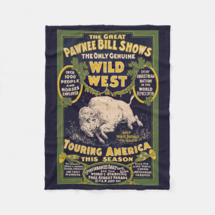 The Great Pawnee Bill Shows, Vintage Circus Poster Fleece Blanket