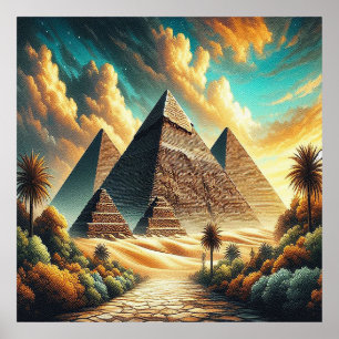 The Great Pyramids of Giza Egypt Travel Poster