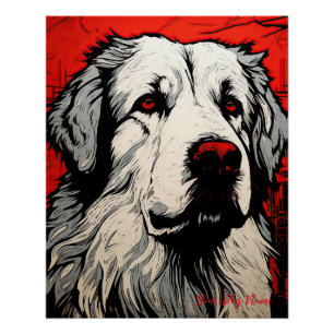 The Great Pyrenees Dog, Red and Black 003 - Ulises Poster