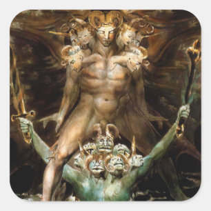 The Great Red Dragon and the Beast from the Sea Square Sticker