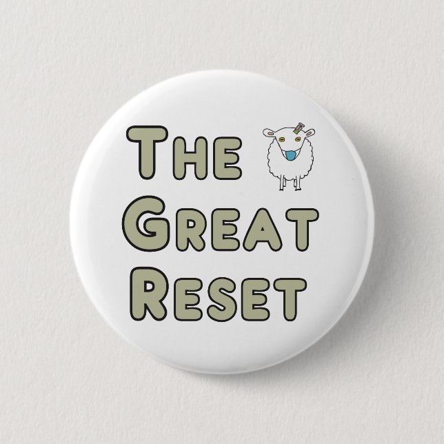 The Great Reset Sheep 6 Cm Round Badge (Front)
