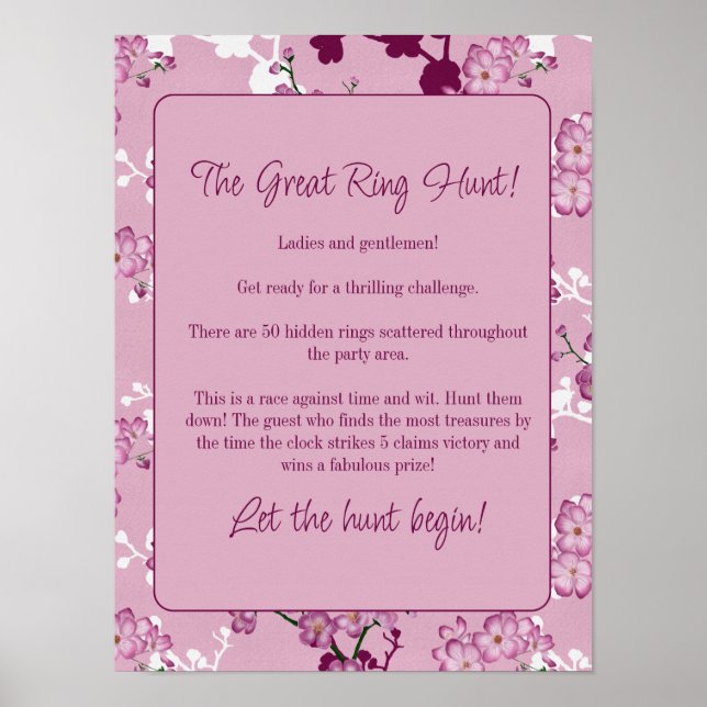 The Great Ring Hunt Game - Pink Cherry Blossoms  Poster (Front)