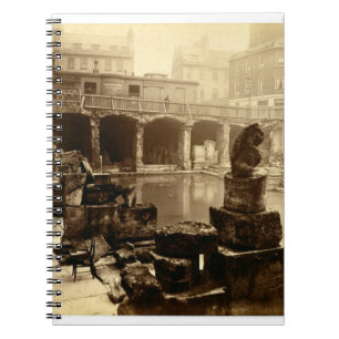 The Great Roman Bath, Bath (b/w photo) Notebook