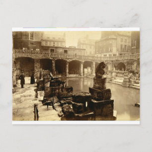 The Great Roman Bath, Bath (b/w photo) Postcard