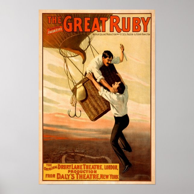 The Great Ruby, 1899. Vintage Theatre Poster (Front)