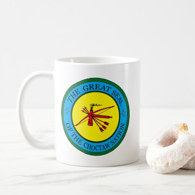 The Great Seal of Choctaw Nation of Oklahoma Coffee Mug (With Donut)