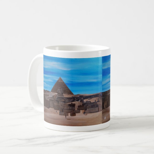The Great Sphinx and the Pyramid of Khafre Coffee Mug (Front Left)
