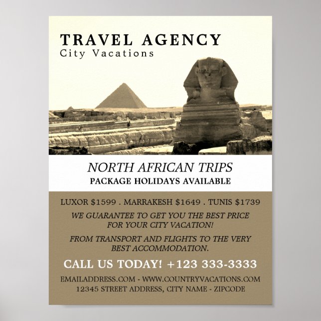 The Great Sphinx Of Giza, Egypt, Travel Agency Poster (Front)