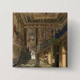 The Great Staircase at Kensington Palace From Pyne 15 Cm Square Badge