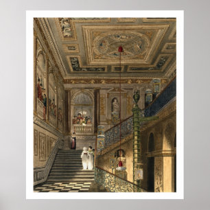 The Great Staircase at Kensington Palace From Pyne Poster