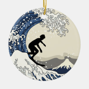 The Great Surfer of Kanagawa Ceramic Ornament