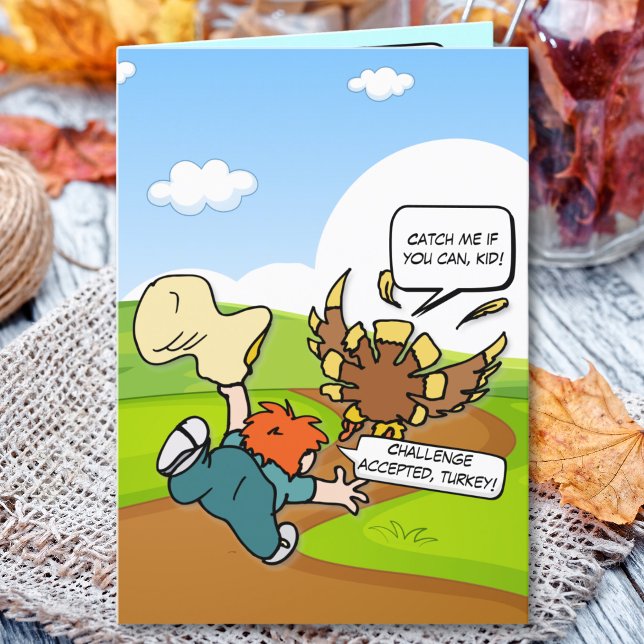The Great Turkey Chase A Funny Thanksgiving Holiday Card (A hilarious Thanksgiving chase between a kid and a runaway turkey!)
