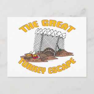 the great turkey escape thanksgiving day humour holiday postcard