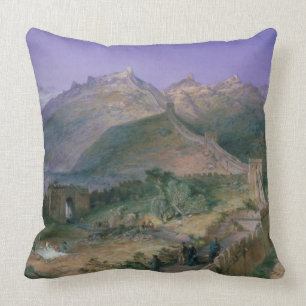 The Great Wall of China, 1886 (w/c) Cushion