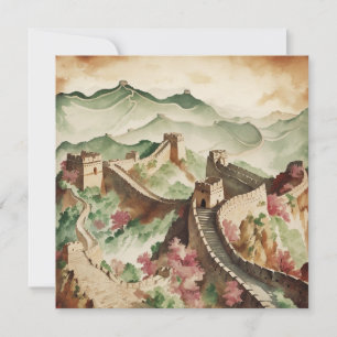 The great wall of China vintage Flat card