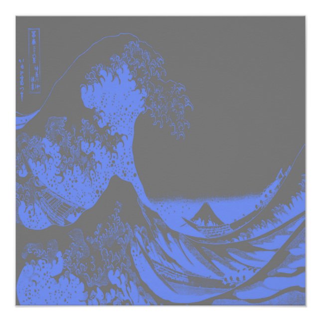 The Great Wave Blue & Grey Poster (Front)