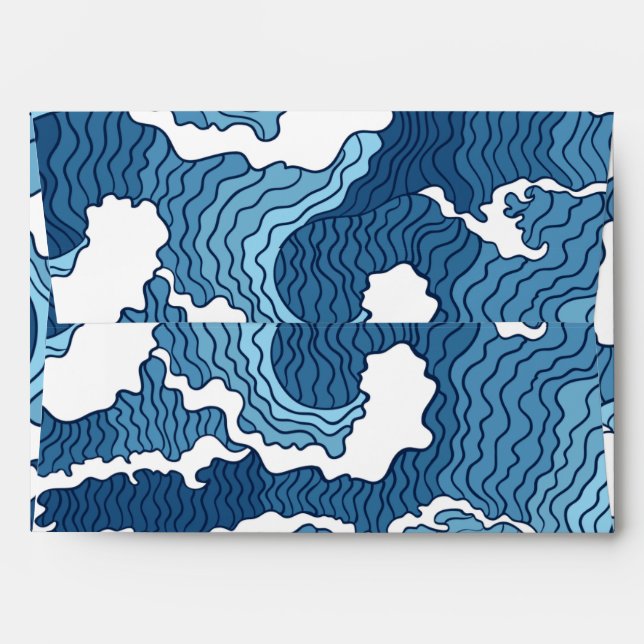 The Great Wave Blue Pattern Envelope (Back (Top Flap))
