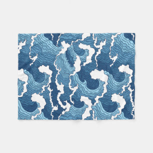The Great Wave Blue Pattern Fleece Blanket