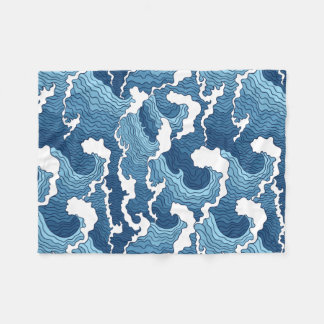 The Great Wave Blue Pattern Fleece Blanket