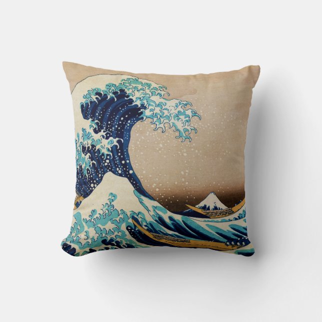 The Great Wave by Hokusai Japanese Cushion (Front)