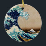 The Great Wave by Hokusai Vintage Japanese Ceramic Tree Decoration<br><div class="desc">The Great Wave off Kanagawa (神奈川沖浪裏) is a vintage ukiyo-e woodblock print by Japanese artist Katsushika Hokusai,   made sometime between 1829 and 1832 - first in the series of the Thirty-six Views of Mount Fuji.</div>