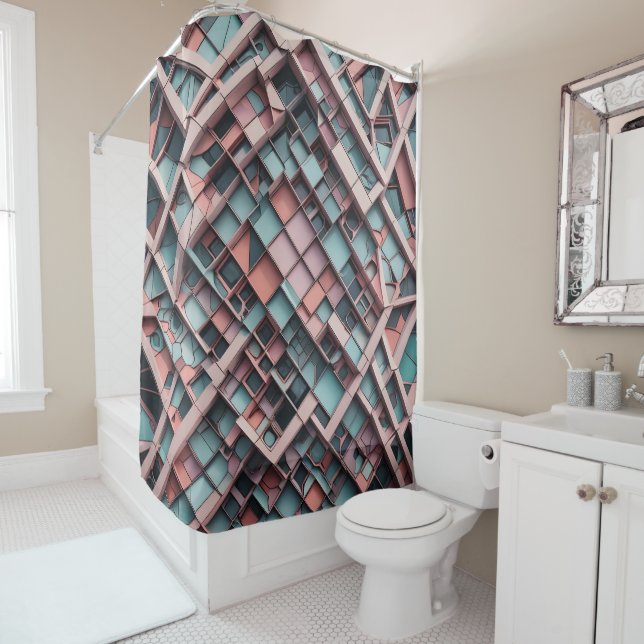 The great wave of a pastel maze. shower curtain (In Situ)