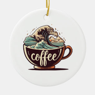 The Great Wave Of Coffee Ceramic Ornament
