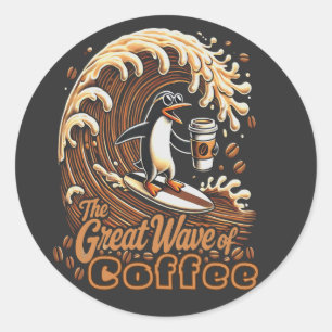 The Great Wave Of Coffee Classic Round Sticker