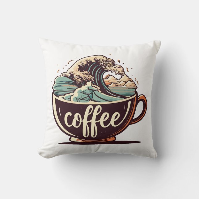 The Great Wave Of Coffee Cushion (Front)