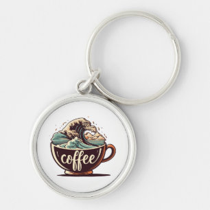 The Great Wave Of Coffee Key Ring