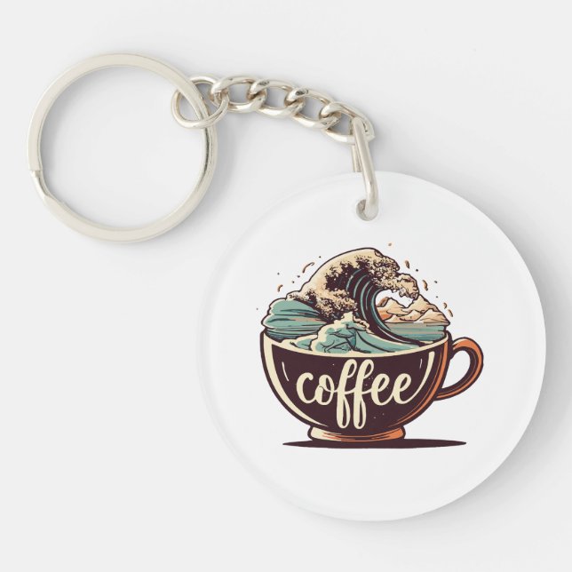 The Great Wave Of Coffee Key Ring (Front)