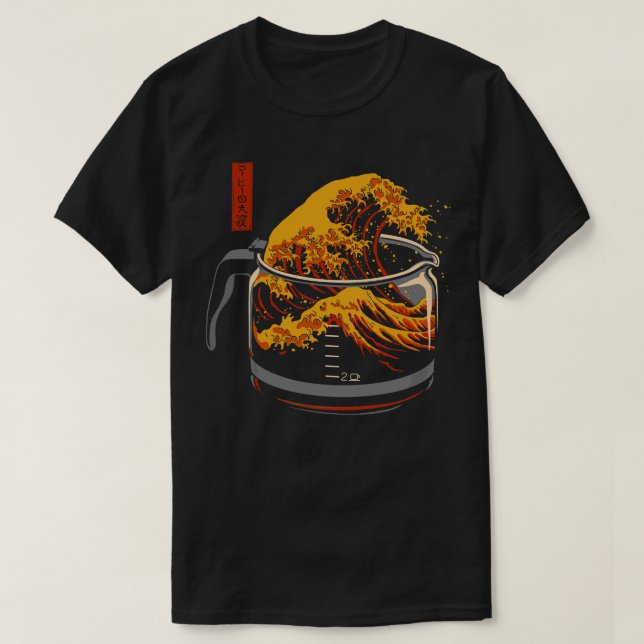 The Great Wave of Coffee Kids TShirt (Design Front)