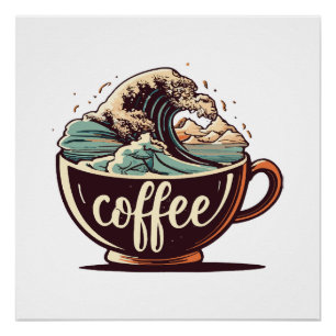 The Great Wave Of Coffee Poster