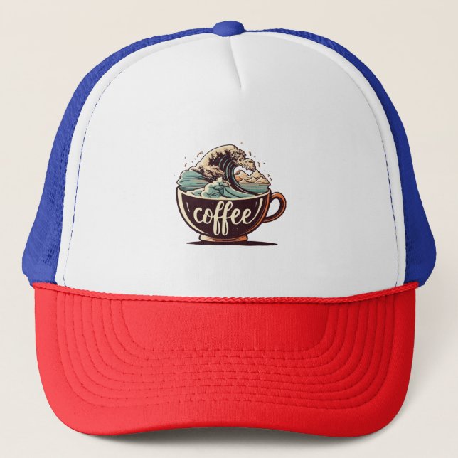 The Great Wave Of Coffee Trucker Hat (Front)