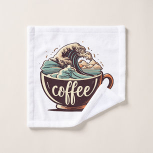 The Great Wave Of Coffee Wash Cloth