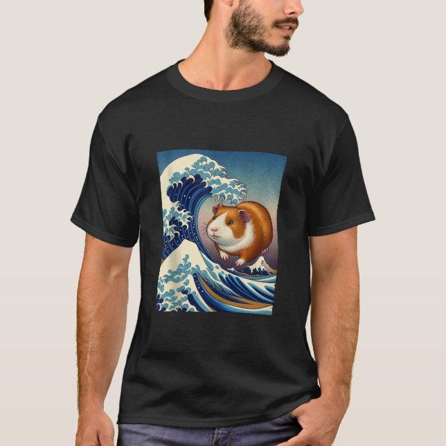 The Great Wave of Guinea Pig Japanese Animal Anime T-Shirt (Front)