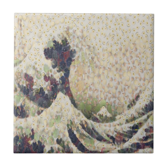 The Great Wave Of Honeydew Melon Fine Art Spoof Ceramic Tile (Front)