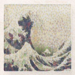 The Great Wave Of Honeydew Melon Fine Art Spoof Glass Coaster