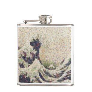 The Great Wave Of Honeydew Melon Fine Art Spoof Hip Flask