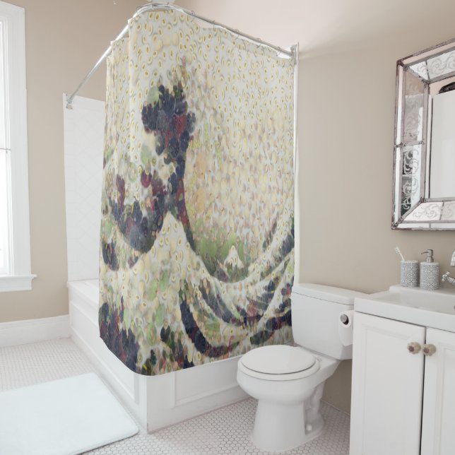 The Great Wave Of Honeydew Melon Fine Art Spoof Shower Curtain (In Situ)