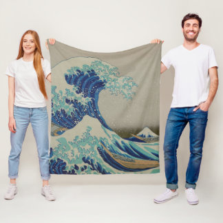 The Great wave of Kanagawa Japanese Woodblock Art Fleece Blanket