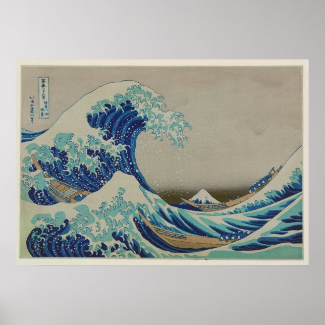 The Great wave of Kanagawa Japanese Woodblock Art Poster (Front)