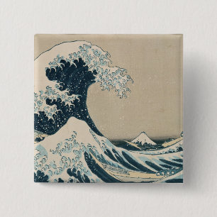 The Great Wave of Kanagawa, Views of Mt. Fuji 15 Cm Square Badge