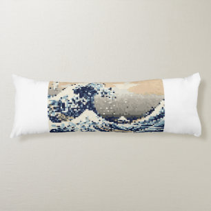 The Great Wave off Kanagawa 8 Bit Pixel Art Body Cushion