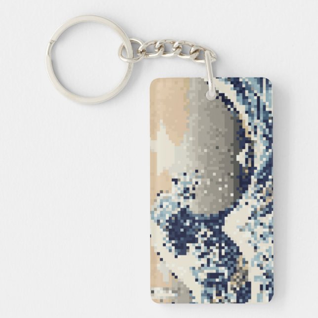 The Great Wave off Kanagawa 8 Bit Pixel Art Key Ring (Front)